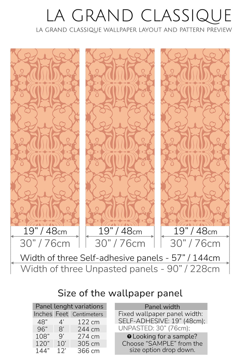 victorian peach peel and stick wallpaper specifiation