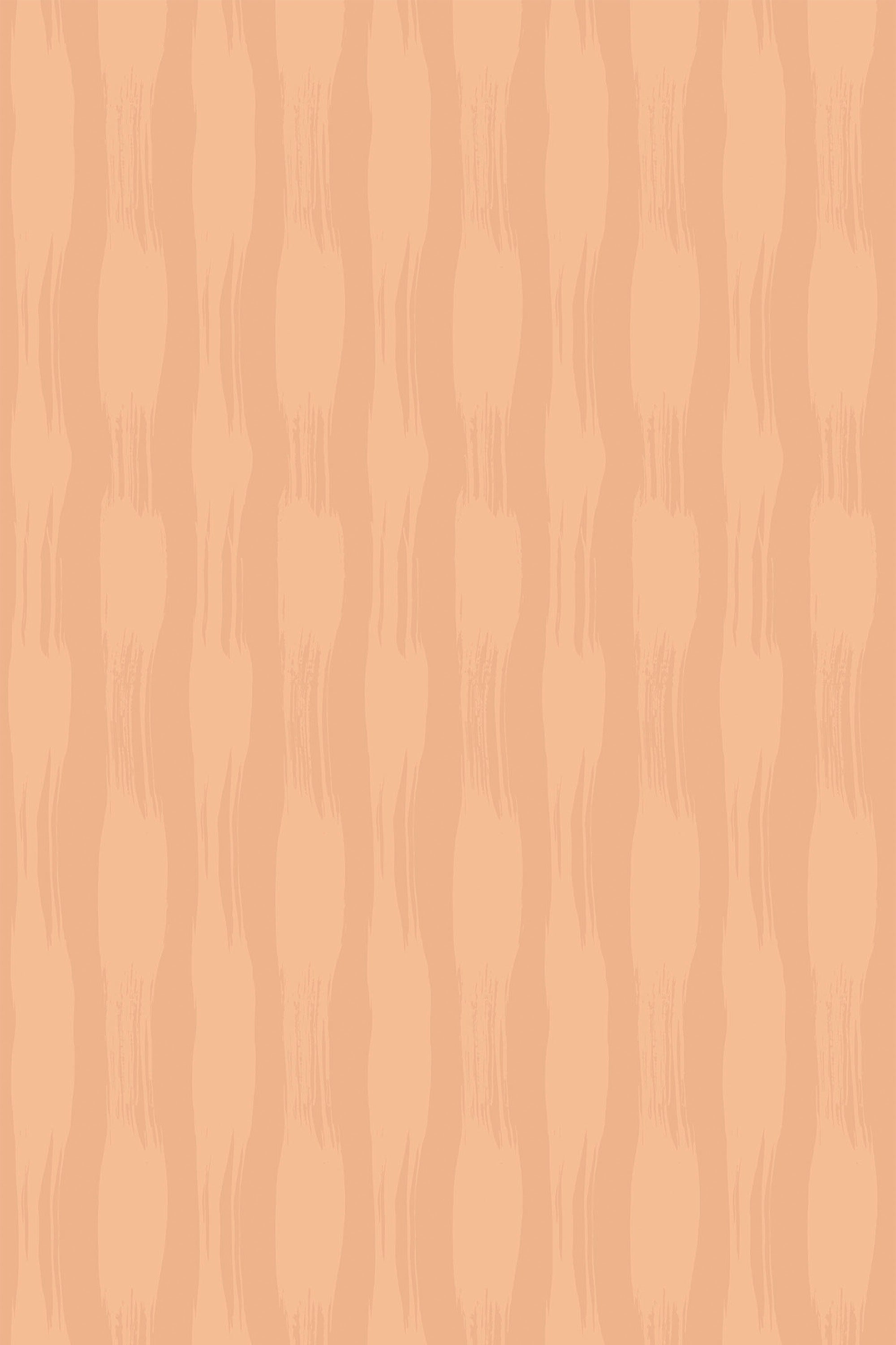 Abstract peach-colored background with vertical brush stroke pattern in a lighter hue, peel and stick removable wallpaper.