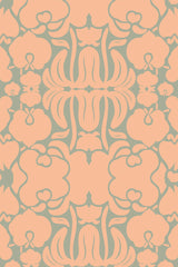 peach and green victorian wallpaper pattern repeat
