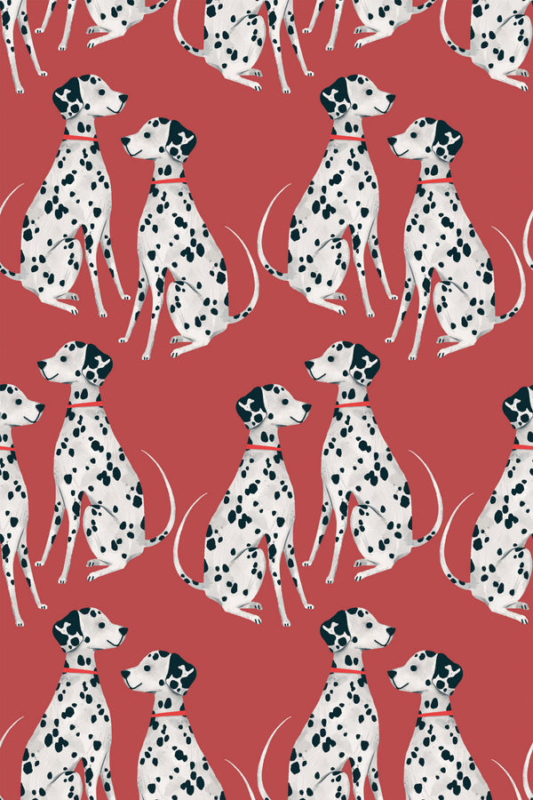 burgundy dalmatian wallpaper pattern repeat