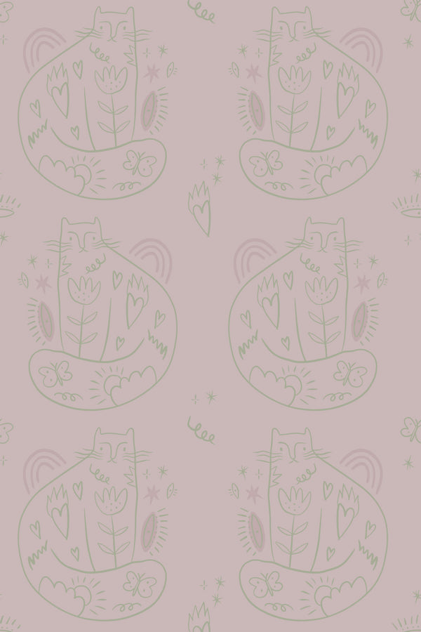 boho cat wallpaper pattern repeat