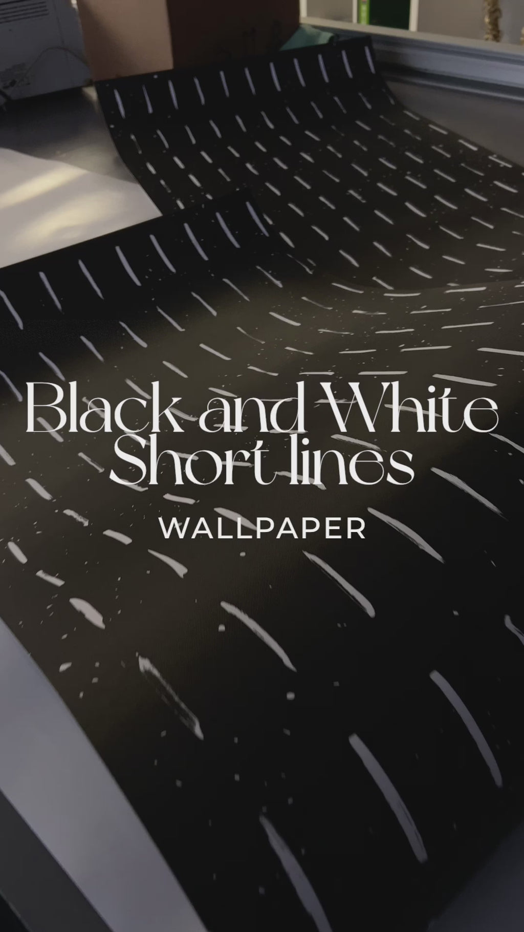 Black and white short lines printed wallpaper video