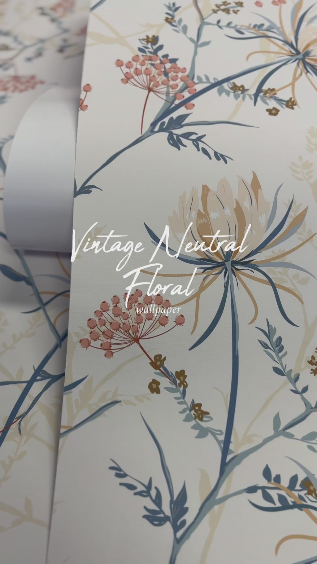 vintage neutral floral wallpaper peel and stick or unpasted