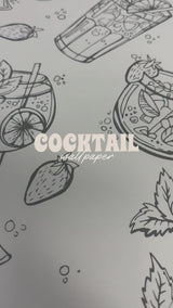 Cocktail wallpaper print for a bar or kitchen
